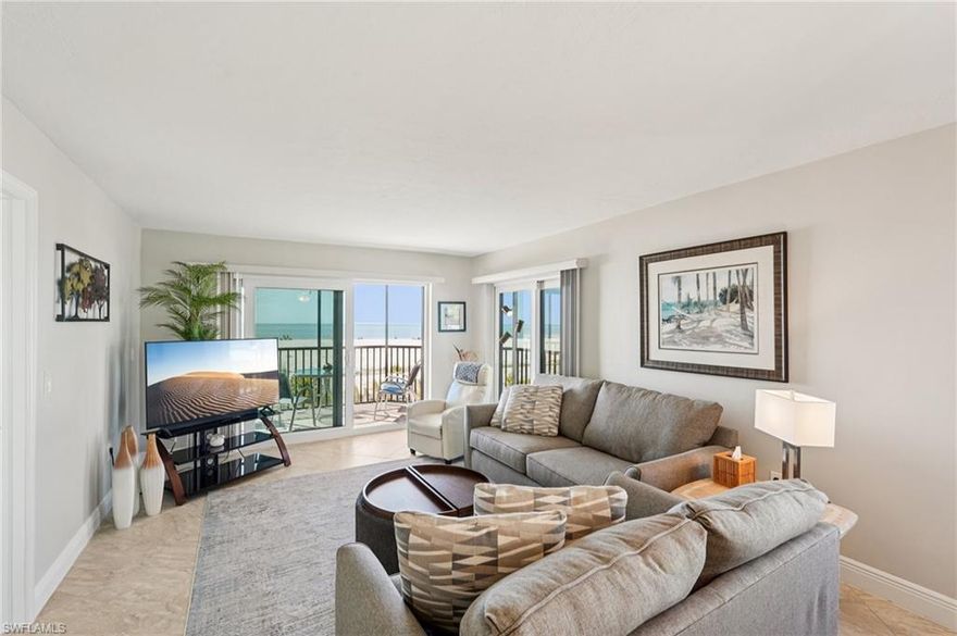 This stunning renovated 2-bedroom, 2-bathroom with bonus Den is a beachfront corner condo featuring an open floor plan, with lots of natural light and breathtaking 180-degree views of the GULF with spectacular sunsets. This spacious end unit is being sold as turnkey furnished, which makes it perfectly suited for a primary residence, coastal retreat, or income-producing investment (minimum 2-week rentals). Recent renovations include a new A/C system with Wifi thermostat, water heater, new highest-rated hurricane impact windows and sliding doors, stainless steel appliances, granite countertops, new washer & dryer, beautifully remodeled bathrooms, three TVs, and new living room and dining room furniture, all offering both comfort and peace of mind. The community offers a beachfront pool, grilling area, and a clubhouse plus a hot tub both currently under construction. This property is ideally situated on the serene south end of the island near Lover’s Key State Park and is conveniently located near Santini Plaza, as well as popular dining, shopping, and entertainment and is minutes drive from Bonita Springs and Naples.
Covered under building parking space also available for negotiation with the unit!