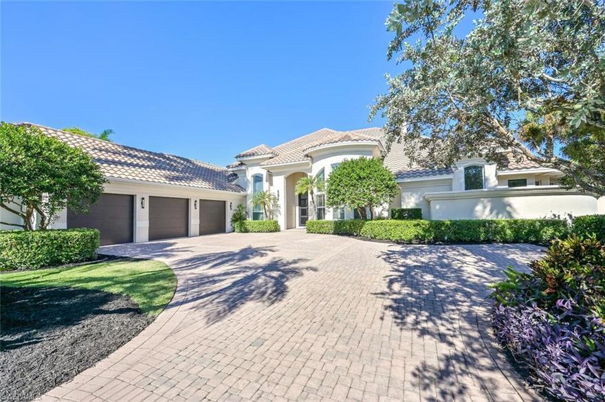 This home was completely redesigned in 2020, the new floor plan offers elegance, flowing seamlessly from the indoor living area to the outdoor living resort style pool oasis while capturing one of the most beautiful, peaceful and private views in Pelican Marsh with a 180-degree view of Pelican Marsh's signature 5th hole and lake views at the end of a private cul-de-sac. The open floor plan is ideal for entertaining and offers a Chef’s kitchen Bosch appliances, 2 sinks and center island with breakfast bar. The grand entrance offers a formal living room with a fireplace and sumptuous views of the pool, lake and golf course, perfect setting to gather around a piano. This home offers 3 bedroom+DEN, 3-full-bathrooms, a pool bathroom, spacious 3-car garage, outdoor kitchen with pizza oven, fire pit and fenced dog park. Sophisticated electric window shades and drapes adorn this home throughout.The owner’s suite offers his-hers custom closets, dual vanities and a luxurious spa-feel shower and soaking tub. Pelican Marsh is located in North Naples, just 1 mile to the beach, featuring a clubhouse with choice of equity social-golf memberships. Rare Opportunity in this market! Don’t Miss It!
