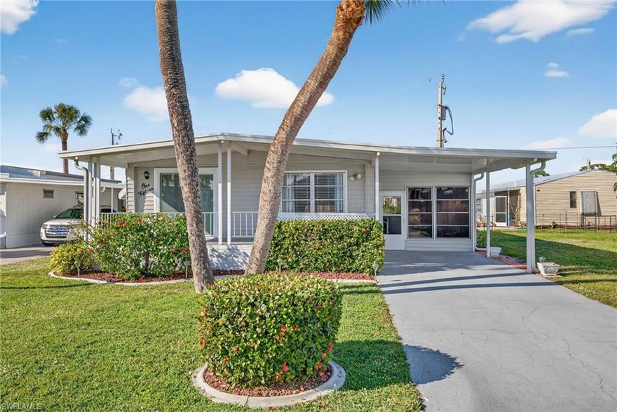 Welcome to one of the best homes on the block — a beautifully maintained 2-bedroom, 2-bath manufactured home located in a well-established 55+ community that backs into the Powell Creek Preserve - 394 homes known for its active lifestyle and monthly newsletter that keeps residents connected and engaged.

This home is being offered turnkey, with tasteful furnishings that have been thoughtfully selected and well cared for, including a lovely buffet/banquet piece that complements the living and dining spaces. The interior is warm and inviting, featuring a comfortable layout, full-size washer and dryer, and excellent overall condition that reflects pride of ownership.

The front porch entry truly sets this home apart. Finished with epoxy flooring, it creates a clean, polished first impression and serves as a versatile bonus space. Sliding glass doors lead directly into the living room, allowing natural light to flow in and enhancing the connection between indoor and outdoor living.

The kitchen is bright and functional with ample cabinetry and workspace. Both bedrooms are generously sized, with the primary suite offering an en-suite bath for added privacy. Recent improvements include a newer hot water heater and A/C, providing peace of mind for the next owner. The home was manufactured in 1971 and features original windows, adding to its character.

The community is pet friendly, and rentals are permitted after two years of ownership, making this a great option for both full-time residents and future flexibility.

Beautifully kept, fully furnished, and move-in ready — this home is a standout opportunity. Be sure to review the photos to fully appreciate the condition, furnishings, and inviting entry space.