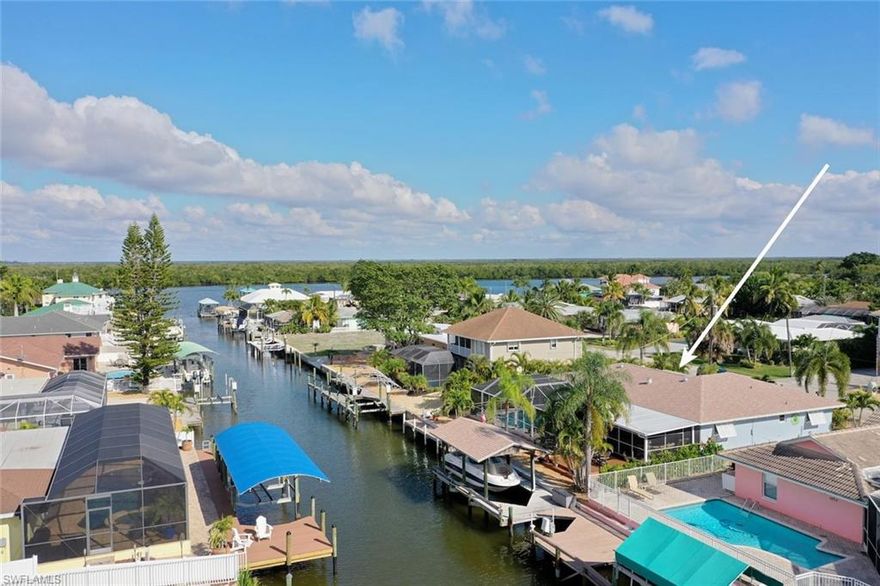 6 houses from the BACK BAY!!! Highly sought after SHELL MOUND PARK home. So many major updates and renovations that it could practically be considered NEW! New roof (including 3rd nail & boathouse roof). New A/C & all new duct work. New rain gutters. New hurricane doors, windows & garage door. New insulation in the attic. New electrical, upgraded panel. LED lighting throughout the house. New water heater. New flooring in bedrooms. The decor is beachy and modern, with 2 new barn doors & 2 large LED televisions. Kitchen updated; new sink w/ garbage disposal. All new stainless steel appliances. Granite countertops. New Washer & Dryer. New pool decking, screened enclosure, updated pool heater & Salt water system. No maintenance decking around outside lanai & partial dock area. The outdoor space is second to none! Ample sitting space that allows views & access to the boat dock, lanai & pool. Boat dock house with lift on a canal, short boat ride to Estero Bay Preserve, walking distance to the beach. Deeded beach access right across the street. Proximity to dining, shopping and incredible sunsets. Surrounded by beauty on all sides, inside and outside!