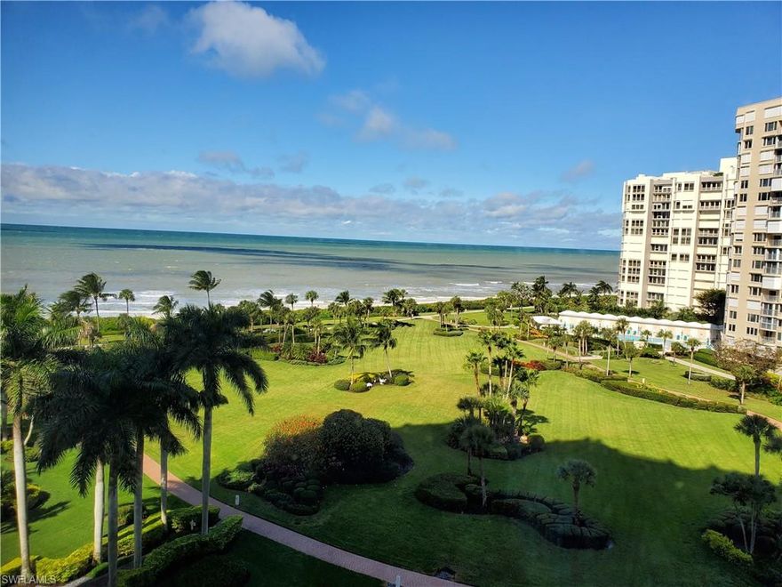 The professional update with top quality throughout is completed including removal of a wall to enhance the view and space. No supply chain or worker shortage worries...the work is all done.  Ginormous 7th floor Bayside and GULF views, direct gulf frontage, walk onto the beach via the gorgeously manicured park. Your choice of 4 bedrooms each with a walk-in closet or 3+den and 4 FULL BATHS and 3 extra storage rooms. The residence is ready for family holidays. Soon The Brittany will have an updated coastal decor lobby and  corridors, new tennis courts and additional recreational opportunities.  The updated fitness center is completed with an abundance of superlative equipment. The Park Shore location is convenient to downtown Naples and adjacent to Venetian Village shops and restaurants. The gulf access boat rental or dockage is across the street and awaits your arrival.  The amenity building has two under the building parking spaces #'s 107 & 108, lobby security is 24 hour, in building maintenance department and 4 guest suites. It's your time to enjoy life on the beach.