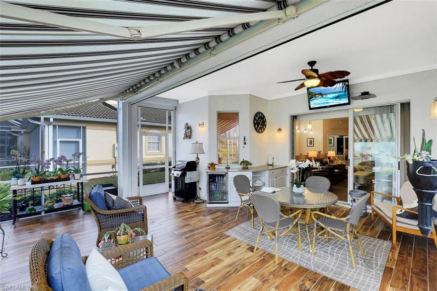 This Glen Eagle Golf & Country Club attached villa is a must see! Light & bright, this completely renovated 3 bedroom + den, 2 full baths and one half bath boasts high ceilings, crown molding, upgraded fans and light fixtures, stainless steel appliances. Some of the renovations include: new luxury, waterproof flooring, PGT Hurricane Impact windows, storm screens on the lanai, roof replaced three years ago, two solar tubes added and front entrance replaced. The spacious two car garage has enough room for two cars and all your storage needs. Enjoy a glass of wine, entertain your guests and enjoy the amazing sunsets from the western-facing large, screened in lanai. This unit comes deeded with a FULL GOLF MEMBERSHIP on its newly renovated golf course and all the amenities to include a beautifully renovated clubhouse, onsite restaurant, billiards, card rooms, pools, Har-tru tennis courts, bocce courts and fitness center. Glen Eagle is just minutes away from fine dining and shopping on 5th Ave, Olde Naples & our pristine, white sand Gulf beaches. Come by and see this gem and own your piece of paradise!