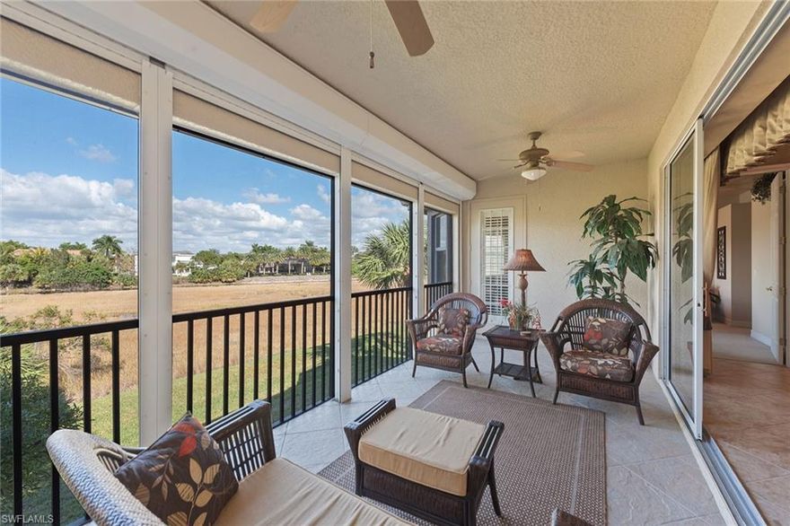 Now available, second-floor northeast-facing Triana home with natural preserve view from your private screened-in lanai. Offering over 2,500 square feet of livable space, this 3-bedroom, 3-bath home lives like a single-family home. The grand two-story entrance offers a sweeping staircase up to the open-concept living area. This home offers tile throughout the main living area, granite countertops and tons of extra storage. The Renaissance lifestyle includes the Arthur Hills championship golf course which is limited to 225 memberships, a full-service spa, racquet club, fitness center, and offers multiple dining options. Renaissance boasts an extremely low 386 residences. Golf memberships are currently available but not mandatory.