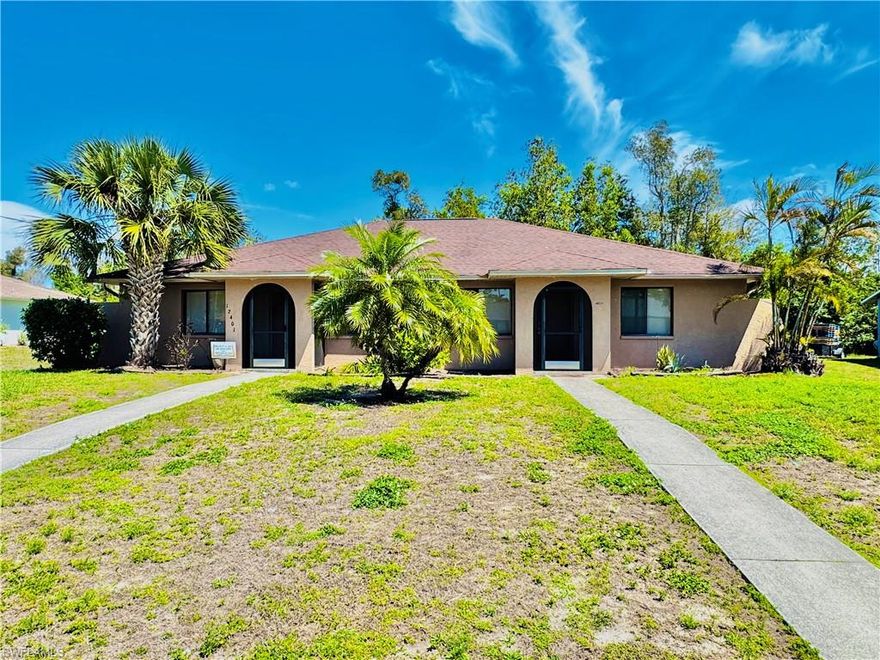 This 2 bedroom, 1 bathroom duplex offers 896 square feet of comfortable living space in the San Carlos Park area of Fort Myers. Inside, the home features a spacious open living and dining area with tile flooring throughout the main living spaces, creating a clean and practical layout that is easy to maintain. The vaulted ceiling adds to the sense of openness, while large windows bring in natural light. Both bedrooms are comfortably sized and include carpet, ceiling fans, and good closet space.

The kitchen offers plenty of cabinet and counter space, a breakfast bar, tile backsplash, and a full appliance package including refrigerator, range, and dishwasher. The bathroom includes an extended vanity and a tub and shower combination. A full-size washer and dryer are also included in the separate laundry area for added convenience.

One of the standout features of this home is the large screened lanai overlooking a private backyard with a wooded backdrop. This gives you a peaceful outdoor space to relax, enjoy some shade, or unwind at the end of the day. The setting feels tucked away while still keeping you close to everything you need.

San Carlos Park is a well-known area of Fort Myers that offers a convenient location close to parks, shopping, dining, and major roadways for an easy commute. With nearby access to everyday services and popular local destinations, this location offers practical living in one of South Fort Myers’ most established residential areas.