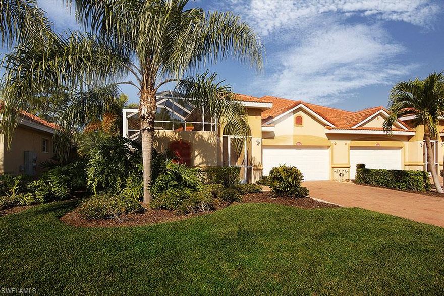 Bell Tower Park Courtyard Home… .. Out door privacy is yours to enjoy with the spacious brick paved & mansard screened court yard, ideal to enjoy beautiful sunny days or starry evenings for entertaining or relaxing. The single story home features a great room floor plan with 10' ceilings, crown moldings, 42" cabinets in the island kitchen, upgraded counter depth refrigerator and tiled backsplash. The master suite has a separate tub & shower, dual vanity and large walk-in-closets. The guest bath has an upgraded glass enclosed shower and new tile. In addition to the 2 bedrooms there is a den with a Murphy's bed. The beauty of living in Bell Tower Park is the maintenance free lifestyle with community heated pools, clubhouse, fitness center, basketball & tennis courts all securely located in this gated community close to shopping, dining & entertainment. Please refer to the showing instructions.