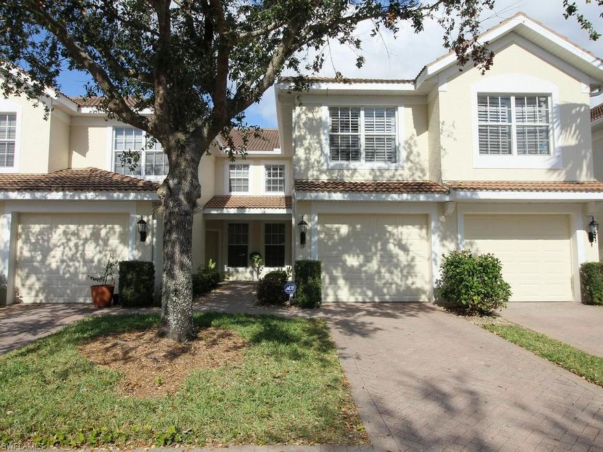 NEW PRICE & E-Z-2-C!!  You'll want to see this great first floor condominium with one car garage and open floor plan first! Absolutely the best location in Stratford Place, across from the pool and guest parking with a serene pond view from the screened lanai. Eat-in kitchen with water view, separate dining area and large great room. Large master and bath and closet, large second bedroom, cozy study/den and second bath.  Wood floors in the bedooms, ceramic tile in kitchen and breakfast area, updated with granite counters in the kitchen and tile back splash. Conveniently located off Whippoorwill Road just West of I-75 and South of Pine Ridge. This gated community has been built around sparkling lakes and natural preserves and features a community pool, spa, and BBQ area. Close to restaurants, shopping, entertainment and the beaches.  Call now to schedule a private showing!  Ready for immediate occupancy!