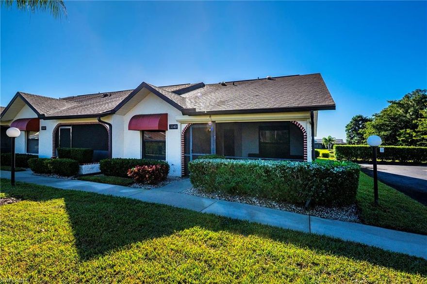 Welcome to effortless Florida living in the heart of North Naples.  This beautifully maintained end-unit residence in Regent Park offers the perfect blend of comfort, privacy, and convenience—all just minutes from world-class dining, pristine beaches, North Collier Regional Park, and the vibrant energy of Seed to Table. 
Step inside to find a furnished villa-style single-family home, that is ready to move right in. This light-filled home featuring two spacious bedrooms and two full bathrooms, thoughtfully designed for easy living. Tiled flooring throughout (NO CARPET) enhances the clean, coastal feel, while a large in-residence laundry and storage room adds everyday practicality.  Kitchen includes stainless steel appliances, breakfast bar, and eat-in kitchen area.
Enjoy the best of indoor–outdoor living with two screened-in lanais: A southern-facing front lanai ideal for morning coffee or afternoon relaxation and a peaceful back lanai overlooking the lake, offering tranquil water views and gentle breezes. Private covered parking and locked storage closet, electric and manual storm shutters, lawn & land maintenance included. 
Regent Park residents enjoy a welcoming community atmosphere with resort-style amenities, including a sparkling pool, tennis courts, and basketball—perfect for active lifestyles or leisurely afternoons. LOW FEES. 
Whether you’re seeking a seasonal retreat or a full-time Naples home, this property delivers comfort, convenience, and the quintessential Florida lifestyle.