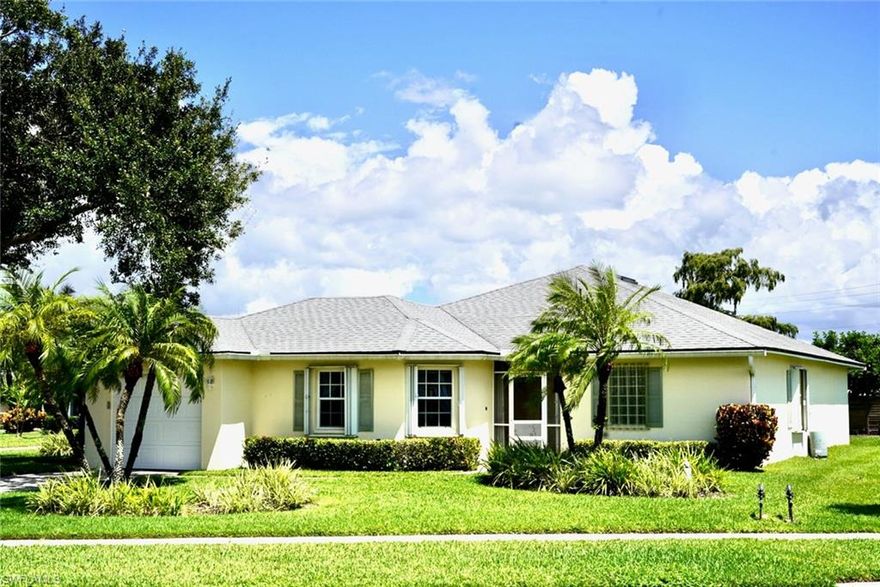 This adorable home with an open floor plan, tile/laminate flooring, and cathedral ceilings is one of the best values in Naples. The kitchen features granite counters, new cabinets and a tile backsplash. The shingle roof is newer (3 years old), there’s a huge walk-in closet for the Master BR, storm shutters for all the windows, and a well for lawn irrigation. The screened-in lanai provides an additional 192 s/f and looks out onto a landscaped lawn. This home carries a transferable Home Tech warranty until 3/1/22. Riviera Golf Estates, a 55+ community has a wide variety of amenities including a heated pool(under construction), exercise room, tennis/pickleball courts, billiards room, and large community center with active social calendar. The community is located just a short drive from the lovely shops, restaurants, galleries and beaches of downtown Naples. Riviera’s low HOA fee of $95/month (inc. basic cable) makes this one of the most affordable communities in Naples.