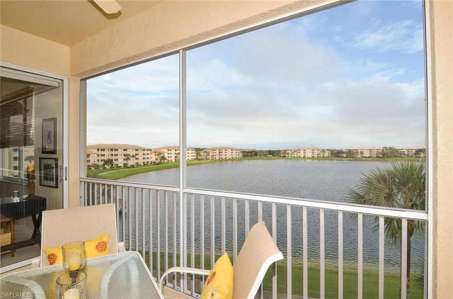 Just reduced...great price for this penthouse Ashbury...move in ready!  You will love the location near the clubhouse and right next to the neighborhood pool and fishing pier.  The view is incredible of the 38 acre lake with fountain and the 18th hole of the Sabal course.  The AC was replaced in 2010 with all new lines, washer and water heater replaced in 2015.  Reverse osmosis filter new in 2015.  This property is being offered turnkey and the furniture is all high end from Matter Brothers. Heritage Palms has 36 holes of bundled golf, 9 swimming pools, live music at the tiki bar on Friday nights, fitness center with free classes, and more activities than you could imagine for an active and fun lifestyle.  Don't wait, the market is hot.