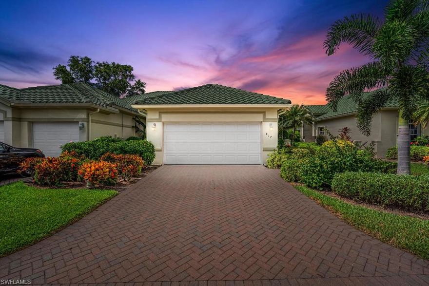 H.16128 WELCOME TO VILLA VISTANA, a private enclave of 64 homes on the North end of the Vineyards. This meticulously maintained beauty with soaring volume ceilings welcomes you. Open & bright w/preferred Southern exposure. 3 bedroom floorplan offering 1,790 sq. ft. of comfortable living area. The great room is expansive with access to your oversized lanai and the formal dining room is just steps away. The gourmet kitchen features Granite tops, upscale white cabinets w/tile backsplash, stainless appliances & plenty of storage space. Relax with a hot cup of coffee & the morning paper sitting in your breakfast room. The master suite is oversized & offers a quiet space for relaxing. Your master bath comes with dual raised vanities, soaking tub & large walk-in shower. Your 2nd bedroom is private & guest bathroom has dual sinks, raised vanities+tub/shower combo. The 3rd BR used as den/study located off the foyer is a great space for a good book or movie. Other notable upgrades include plantation shutters, tile floors, large laundry area & double garage. Easy access to The Vineyards Community park, upscale shopping and fine dining. Minutes to the sparkling Gulf beaches, Naples awaits you.