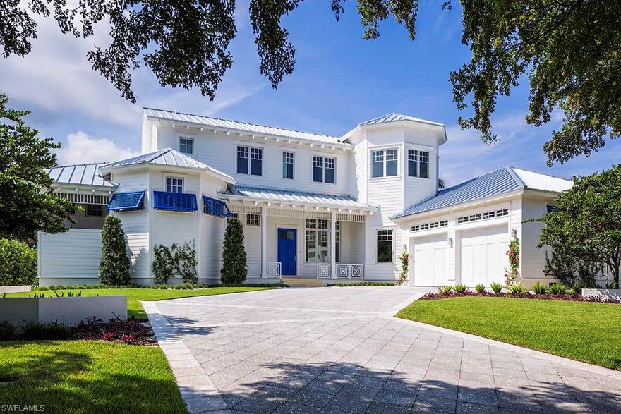 This just completed, navigable waterfront home at 580 16th Avenue South, in Naples’ Aqualane Shores, was built by contractor, Winfield Building & Development Company, Inc. and designed by celebrated Architect, Jerry De Gennaro. Spacious first floor master suite with sitting room. Two additional bedrooms on the second floor. Captivating ceiling design and spatial relationships in the living, dining, and kitchen areas enhance an open Florida lifestyle for both family and guests. Well-appointed private office. Private outside pool and dining areas are as aesthetically distinctive as they are functionally luxurious.