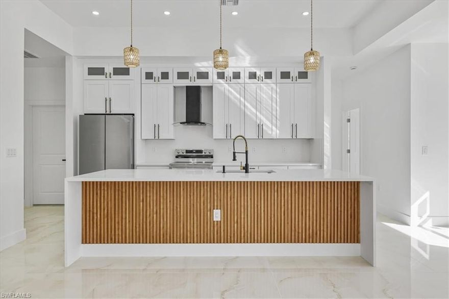 Brand-new construction in Lehigh Acres featuring 3 bedrooms plus a den, 3 full baths, and a functional open floor plan. This home offers impact-resistant windows and doors, tile flooring throughout, and a modern kitchen with stainless steel appliances. Enjoy outdoor living with a covered lanai, private in-ground pool, and fully fenced yard. Spacious lot, no HOA, and conveniently located near schools, shopping, dining, and major roadways. Move-in ready and ready for a new homeowner!