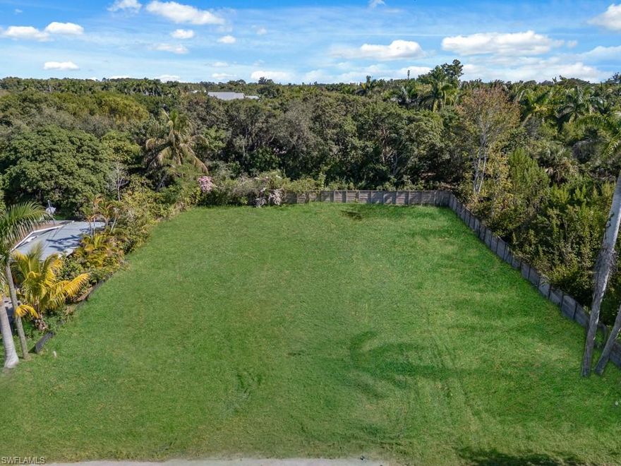 Very rare lot available in the Bay Shore Arts District.This lot is surrounded by over 160 acres of The Botanical Gardens.Its located on a dead end street with a wall on the back and the side of the property that separates it from The Botanical Gardens.There was previously a house on this property so builders credits are available.This lot has electric, Naples water & sewer and cable all already going into the property.This is a large square lot and it is 102 feet wide double the size of most lots in the area.Come build your dream home and live in the hottest areas of Naples.This is a very active area along with being just a short drive to the beach and downtown.It is within walking distance to Boat Ramp, USA Pickleball, Celebration Park, Rebeccas Wine Bar and more.