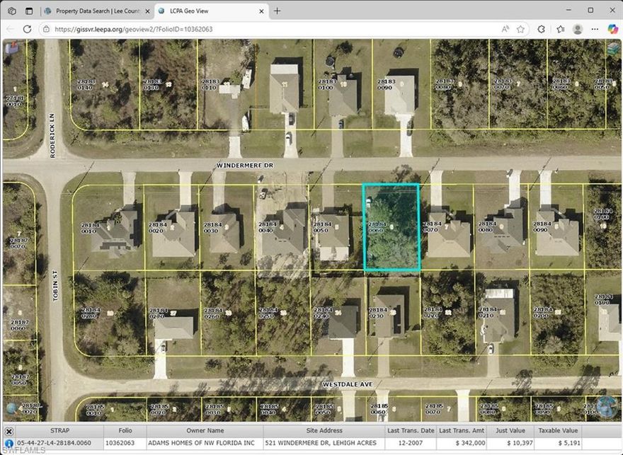 Residential lot in the popular Greenbriar neighborhood of Lehigh Acres.  Some possible wetland area on lot.