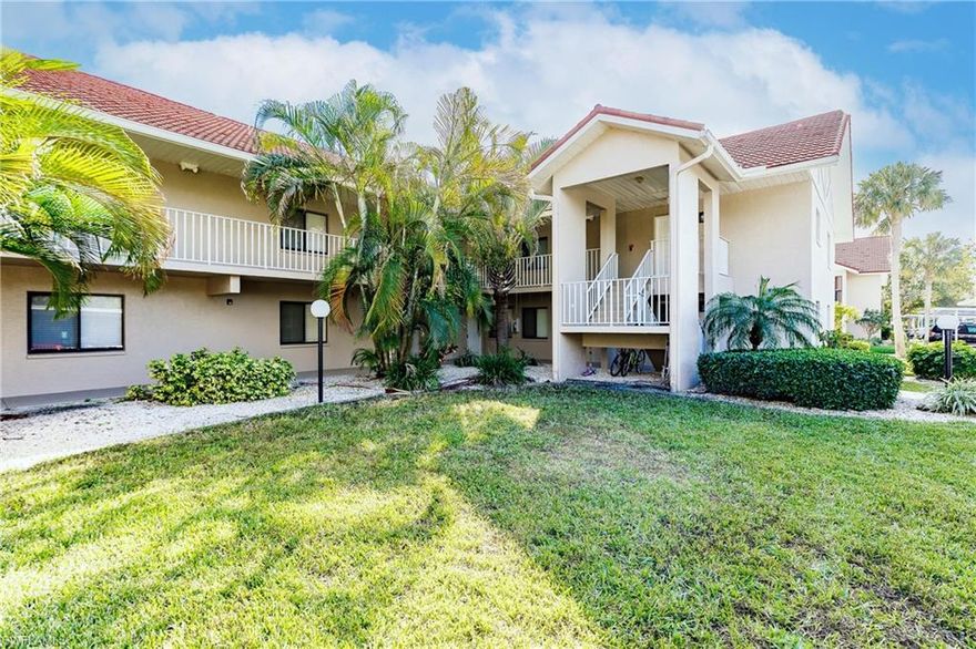 MULTIPLE OFFERS *** HIGHEST AND BEST BY 7PM 1/30/22 Wow! What a great condo in a fantastic location!! Tucked away off of Gladiolus Pkwy. Ascot Condo Village is a rare low density community with plenty of green space to enjoy.  2 bedroom 2 bath 2nd floor condo. Vaulted ceilings offer an open spacious floorplan and new laminate (waterproof) floors and new carpet in bedrooms give this home a clean,contemporary feel.  A/C system, water heater, washer and dryer all updated in 2019. New toilets in 2020. Newly screened lanai to enjoy the peaceful view. Seller has also added hurricane shutters for safety and ease of mind. Plus covered parking right outside your door! Very well maintained and lovingly cared for home. Being offered turnkey furnished for the new owners convenience. Low fees of 325.00 include outside insurance, outside building and lawn maintenance, trash removal,sewer and water.  Ascot Condo Village ammenities offer community pool, shuffle board, tennis, pickle ball and a basketball hoop all located along side the clubhouse.   **Realtors see remarks for showing instructions.**