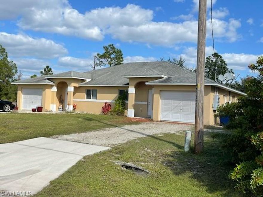 Great investment opportunity but convenient for your family as well. Very well located in Lehigh Acres. *Fresh New Paint and new A/C unit on both sides*. This spacious duplex built in 2007 offers 2 beds, 2 full baths, plus den and one car garage on each side with a very spacious living area and kitchen.