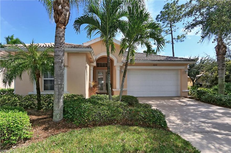 Enjoy this beautiful, 3 bedroom, 2 bath home in North Naples, pet friendly, in a gated community. This is one of the finest Tennis communities in Naples! 
Home has fans in all bedrooms, Murphy bed in the 3rd bedroom making it an office/ bedroom. Home has been painted within last 2 years. Epoxy finish on garage floor, solid wood cabinets kites, customized pantry closet, customized master bedroom closets from Closet Factory that are customizable, etc etc. Backyard has been professionally landscaped giving it a peaceful atmosphere. Aruba model with open floor plan, soaring ceilings, custom paint and fixtures, and crown moldings. This house is built from Original owner and has never been sold.
Sterling Oaks offers Country Club living without high golf fees! 10,000 sq ft clubhouse with restaurant; Jr. Olympic pool; spa; fitness center; saunas & locker rooms; Cabana bar; bocce courts, and now pickle ball! Optional tennis membership with 12 clay courts. Walking/jogging paths with preserves, lakes, & wildlife. Fabulous location close to world class beaches, diverse shopping & dining, I-75, and to international airport.