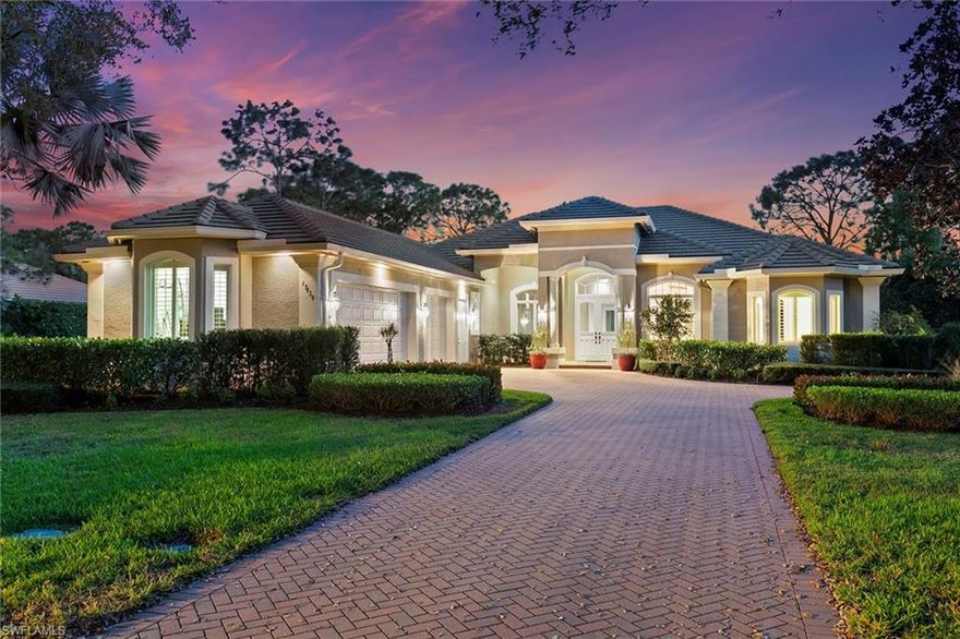 Sunny southern exposure and refined Florida living define this spacious custom estate home in the heart of Collier’s Reserve, one of Naples’ most prestigious golf communities, with the opportunity for a FULL GOLF MEMBERSHIP.  Perfectly positioned on an OVERSIZED 0.60 ACRE ESTATE LOT, this residence is located in one of the most desirable sections of the community, just a short walk to the clubhouse.  Designed for effortless luxury single-story living, the home offers a flowing open floor plan with multiple living areas, generous guest accommodations, and a true three-car garage. Expansive 12-foot ceilings, elegant crown molding, and multiple sets of 10-foot French doors create a light-filled interior that seamlessly connects to the outdoors. New flooring throughout the main living spaces enhances the home’s fresh, refined appeal.The sun-drenched southern exposure and oversized screened lanai create an exceptional outdoor living environment ideal for indoor-outdoor entertaining, featuring a large pool and spa and abundant covered space for lounging and dining. Recent upgrades include a newer roof (2021) and a newer picture-frame lanai enclosure (2018), offering peace of mind and modern functionality.   Furnishings are virtually rendered.  Collier’s Reserve is an intimate, low-density enclave of just 224 homes set within 450 acres of preserved natural beauty, less than two miles from Vanderbilt Beach. Recognized as the world’s first Audubon Signature Sanctuary, the community offers a rare blend of privacy, luxury, and natural surroundings. Residents enjoy an Arthur Hills–designed championship golf course, tennis and pickleball courts, a state-of-the-art fitness center, fine and casual dining, and a private kayak and canoe launch on the Cocohatchee River, fostering an active, resort-style lifestyle in the heart of Naples, Florida.