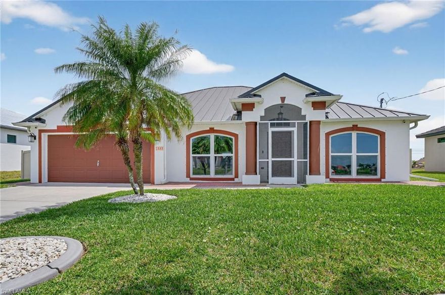 Stunning Pool Home in Desirable NW Cape Coral Neighborhood

This beautiful pool home is located in the sought-after NW Cape Coral area, surrounded by large new homes. Boasting 3 bedrooms, 2 bathrooms, a spacious Great Room, Front Entertainment Room, and Formal Dining Room, this immaculate property is a pleasure to view.

The kitchen is a chef's dream, featuring Granite Countertops, an Island, Side Preparation Area, LG Stainless Steel appliances, tile backsplash, crown molding on the upper cabinets, touch faucet, and under sink R/O unit. The kitchen overlooks the lanai and caged pool, providing a luxurious cooking experience.

The Lanai is a full-width, under-truss structure with storm-hardening accordion shutters. All other exterior windows are impact-resistant, eliminating the need for additional shutters. The Lanai includes a Summer Kitchen and is perfect for entertaining. The pool cage and deck span the full width of the home, offering ample sunning areas. The fully fenced backyard provides privacy and a safe space for pets to roam.

Inside, the home features extensive floor tile, a luxurious primary suite with 2 walk-in closets, 2 sinks, a large walk-in shower, and a soaking tub. The guest side of the home includes 2 bedrooms and a guest bath that also serves as a pool bath with lanai access.

The Double Garage boasts an epoxy floor, wall-mounted cabinets, and pull-down steps for attic access with plywood decking for additional storage. The metal roof and pool cage were newly installed in Summer 2023, adding to the home's appeal.

This meticulously maintained home exudes pride of ownership and is offered fully furnished, making it a turn-key opportunity for buyers. Don't miss the chance to view this stunning property - schedule your appointment today!