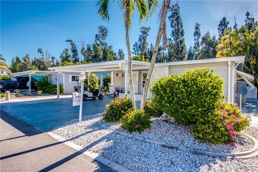 This awesome two bedroom and two bath home is located in Pine Island cove 55+ community where you own your land and the HOA is only $160.00 per month. This home has updates with cabinets, counter tops, and new appliances. The home comes furnished ready to move in. This home has a large Florida room on the canal and a large open lanai for cookout. This community has a heated saltwater pool & spa, Gulf access boat ramp, fish cleaning station and a washout facility for boat, dog park, picnic area. There is storage in the back for your boats or RV.  Lot of activities for everyone with pickleball, bocce, and clubs. You are just a few minutes out to some of the best fishing in SW Florida.