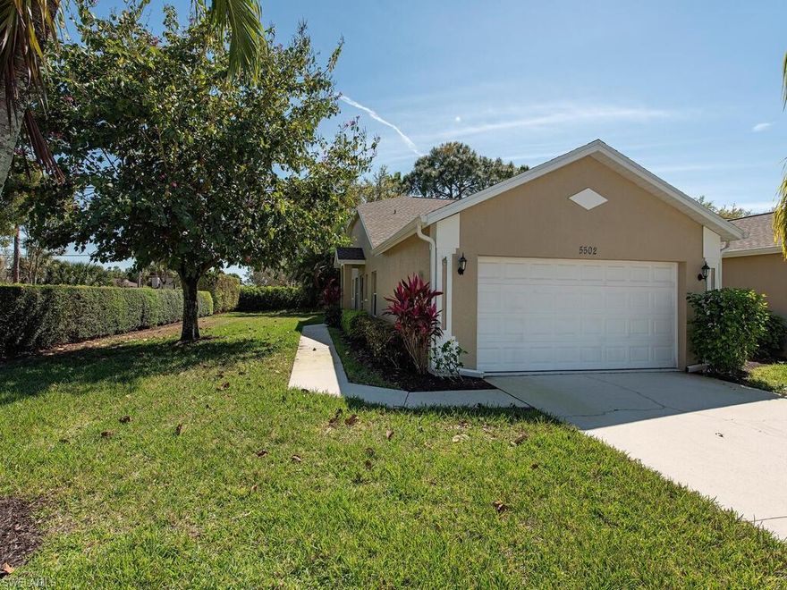 V1202 This light & bright villa checks all the boxes!  The lanai opens out to a private patio with vaulted screen enclosure, along with a 2-car garage.  There is tasteful 18" tile throughout - no carpet.  The roof is just 1 year old.  Convenient to all the good things Naples has to offer to include The Naples Botanical Garden & U.S. Open Pickleball facility.  You can have it all and the Sunsets are Free!