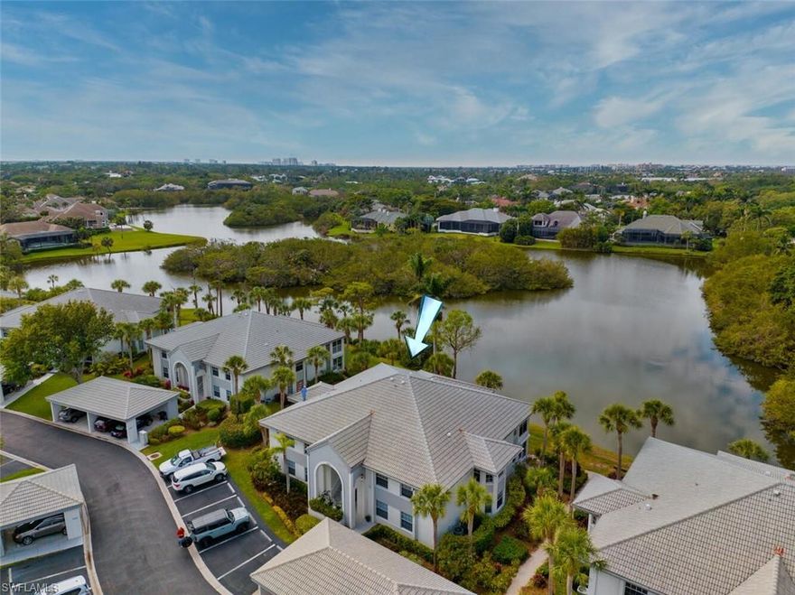 C9412- Bird and Wildlife enthusiasts will love the placement of this condo. An end unit with windows that allow for a light filled home. As you walk up to the building and courtyard, a beautiful array of flowers welcome you. Opening the front door to enter into a large great room, open kitchen and dining room, and a fabulous screened-in lanai to capture all the sightings of wildlife. The screened-in lanai is equipped with electric hurricane shutters. Soft palette of interior colors creates a relaxed feeling. Ready to move right in, offered turnkey furnished with some exclusions. The owner's bathroom and guest bathroom have tastefully been updated. A lovely 3 bedroom, 2 bath with detached carport and storage area. Home at last will be your thoughts. Sandpiper has a community pool, spa, and tennis area. Bonita Bay has 5 Championship golf courses, Tennis, Pickle ball, Lifestyle Center with fitness and spa, Bocce, 3 on-site water parks, Beach park, 12 miles of walking/biking trails. (some memberships required)