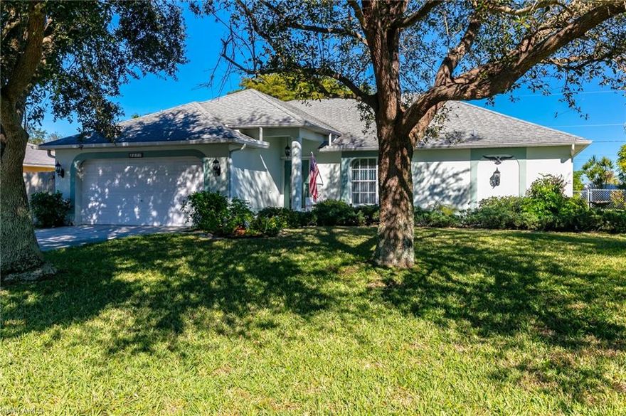 PRIDE OF OWNERSHIP is evident inside and out!  This lovely POOL HOME is move-in ready!  Prime LOCATION in this secluded neighborhood close to shopping and Pine Island Road and Del Prado Blvd.  Mature landscaping thrives with the automatic sprinkler system in the fully FENCED yard.  Enjoy the solar heated in-ground concrete POOL with large under truss lanai with SCREENED cage.  No worries with the new pool equipment.  Large STORAGE SHED for all your extras.  Start the NEW YEAR in your NEW HOME!