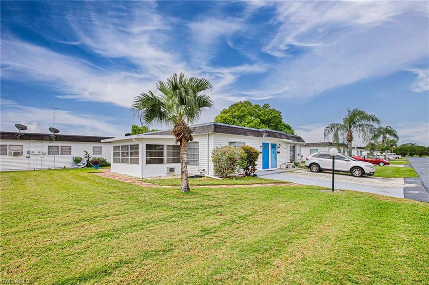 Light, bright and well maintained, this updated and upgraded condo in the low-density Orange Grove Park offers affordability without sacrificing high value. Among the upgrades are newer roof, HVAC, impact windows in bedrooms, blinds throughout, granite kitchen counters, and washer and dryer. The enclosed patio opens seamlessly into the home, functioning as a den that's large enough to fit additional dining, seating and storage, and even has its own cooling system. One consistent style of ceramic tile flows throughout--no carpeting! Concrete pavers in the rear patio extend the low-maintenance ease and comfort to the outside. Nestled toward the rear of the community where it's quiet, you'll also enjoy a convenient location close to State Rd 82 and Daniels Parkway in Ft Myers for great shopping and dining options. This is a 55-plus community with HOA dues of only $70 per month and not in a flood zone!