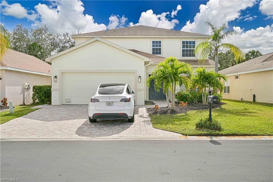 Location! Custom Pool! Immaculate home featuring an expansive floor plan! Two bedrooms on the first floor and three on the second floor including the master suite featuring dual sinks, HUGE walk in closet and private balcony overlooking the pool area! Bonus room upstairs makes a great office, playroom, gym or use your imagination! Enjoy the beautiful Florida southern lake views from the master bedroom balcony and pool area. Updated kitchen with stainless steel appliances, center island and walk in pantry. NEW custom heated saltwater pool with water features, infinity edge spa, extended paver deck and NEW screen cage! The built in fire pit out back create the perfect space for entertaining or relaxing. Conveniently located near the community amenities which include pool, tennis, playground, and fitness room! Danforth Lakes is a beautiful well maintained community with LOW HOA fees located right off I-75 and Daniels Parkway making it centrally located for Bell Tower Shops, Gulf Coast Town Center, RSW Airport, Whole Foods, and so much more. NO Flood Zone! NO City Taxes!