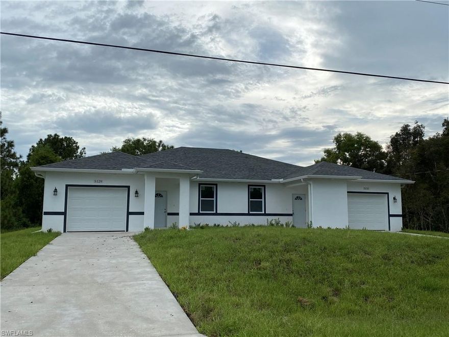 Attention Investors! BRAND NEW DUPLEX, Convenient Located in SW area of Lehigh Estates, quick access to SR 82, Colonial/Lee Blvd, shopping centers, banks, restaurants, golf course, Fort Myers International Airport and beautiful Beaches. New Construction, Custom Designed Duplex. Each unit feature 1194 sqft living area, 1711 sqft total area with a $3422 sqst total building area, 3 bedrooms, 2 bathrooms, large living area, indoor laundry, covered lanai and 1 car garage. Great open concept kitchen with white shaker style cabinets with eat in-island or breakfast bar, granite countertop and stainless steel appliances, tile throughout, large Driveways. Easy to rent each side for $2000 per month.