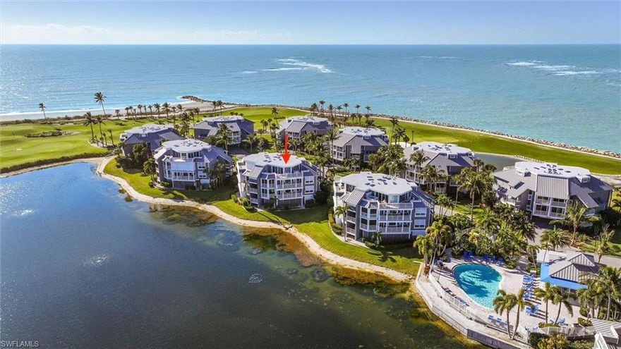 This exceptional two-story residence overlooks a tranquil lake, golf course, and the shimmering waters of Pine Island Sound and the Gulf of Mexico. Enjoy breathtaking sunrises and sweeping daytime views from this remarkable three-bedroom, three-bath condominium, located in the prestigious Lands’ End Villas at the northernmost point of Captiva Island. A true highlight of the home, the penthouse primary suite offers awe-inspiring 180-degree panoramic vistas—an ideal canvas to create your own serene private retreat. The expansive living area is thoughtfully designed for comfort, enjoyment, and entertaining, featuring both a glass-enclosed lanai and an open-air lanai, along with a private sundeck off the primary suite that captures some of the most spectacular sunrise views on Captiva. Numerous upgrades enhance the residence, including an upstairs laundry room, an expanded primary walk-in closet and large owner’s closet, a beautifully appointed primary bath, and a relaxing jetted tub. Additional features include a private elevator, two dining areas, a breakfast bar, and elegant quartz and granite countertops throughout. Offered furnished with exceptions, this unique coastal residence is ready to welcome you and your family to create treasured memories while enjoying the exceptional amenities and unparalleled views that Lands’ End Village offers.