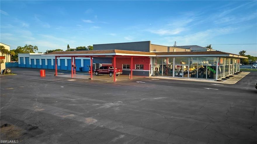 Great investment opportunity 7% CAP with high traffic retail visibility very close to downtown Fort Myers with 90% occupancy. Seller can vacate main building or lease back.  The front showroom glass of main building has all been replaced to meet current  hurricane code requirements . Endless possibilities including boat sales, repair or ideal property for a fleet or vehicle related services, auto sales and repair due to proximity to downtown Fort Myers district and with tremendous redevelopment already started and permitted to start around it in the redevelopment zone, professional offices, multiple luxury high rise apartment buildings, hotels etc. Two different parcels, consisting of 3.3 total acres in the heart of Fort Myers. Includes 4 total buildings, estimating a total of 29,222 sq ft. Buildings consist of multiple garage bays, that are currently being used for mechanic service, boat detailing, auto detailing and Auto service/repair and tire retail. All buildings have been improved and recently freshly painted. Street access on five sides of the property with ample parking. Easy access to major roads such as US 41 Cleveland and Tamiami, bridges, SR 82, SR 80, Metro, Colonial & I-75
Bring your best offer!