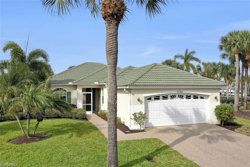 Excellent opportunity in Burnt Store Marina! This well maintained turn-key home is located in the Courtside Landings development and would make a great primary, secondary or rental investment. Natural lighting throughout, volume ceiling, expansive recessed sliders to pool deck that bring the inside out, outdoor kitchen, in-ground heated (electric) pool, tiled pool deck, pool cage, built-in planter box on pool deck, lake views, tile throughout the main living area, Kinetico water softener & drinking water system, backyard landscape lighting, Corian counter tops, breakfast bar, fridge with bottom freezer, dishwasher, wall oven, electric cooktop, microwave, wood cabinetry, french doors, large walk-in shower with multiple shower heads, interior laundry room with built-in desk, washer/dryer, all furnishings, attached 2 stall garage, tile roof, pavered driveway and mature landscaping complete all this home has to offer. HOA dues include basic cable, lawn/landscaping, manager, reserves, street maintenance, irrigation water & trash removal.Burnt Store Marina offers dining, marina, direct gulf access, tennis courts, pickle ball courts, community pool, underground utilities and more!