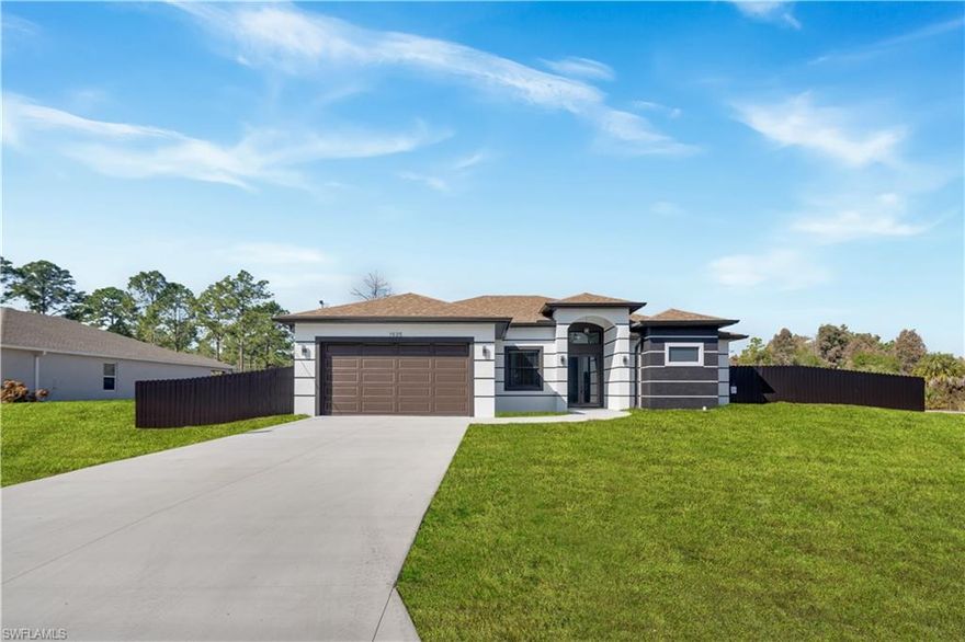 Situated in a prime, tranquil neighborhood, this impressive 4-bedroom, 2-bath home delivers comfort, privacy, and a modern aesthetic you deserve. The kitchen's sleek design is optimized for both everyday use and entertaining, making it a standout feature that enhances your lifestyle. The primary suite is a standout element of this home, featuring his-and-hers walk-in closets and a dual-head shower—designed for those who value both style and functionality. You will appreciate the spacious screened lanai, already set up for an outdoor kitchen, which is perfect for both relaxation and hosting gatherings with friends and family. Located on a desirable 0.30-acre corner lot, the fully fenced backyard offers ample space and privacy. At the same time, the convenient side gate access is ideal for your work equipment, truck, boat, or trailer.