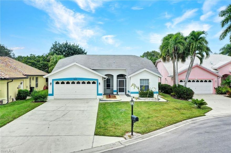 Welcome to Berkshire Lakes. Berkshire Lakes offers a central location, low HOA fees, and an anchored Publix shopping plaza. This location provides the ability to get your daily shopping and dining done close to home. This 3-bedroom 2-full bath split and open floor plan has been immaculately kept. Perfectly located on a cul-de-sac. This home boasts notable upgrades including new exterior and interior paint (2021,2022), Washer & Dryer (2021), Landscaping back/front yards (2022,2023), in ground perimeter dog fence back/front yards (2022), Irrigation Controls (2023), Thermostat (2023), flooring & built out closet in master bedroom (2023), fan in master bedroom (2022), dining area light fixture (2023), and the home was completely re-plumbed including new water heater (2023). The back yard provides plenty of space for your pets, entertaining, and the opportunity to put in a pool. This home is situated in close proximity to Downtown 5th Avenue, 3rd Street South, Golf Courses, Shops, Restaurants, and beautiful white Naples beaches.