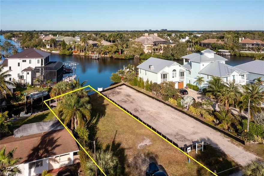 Start building without the planning wait on this rare West sunset facing RIVERFRONT view lot. No bridges, deep water, just minutes to Gulf of Mexico and Barefoot Beach. Newer seawall and composite dock already in place. Conveniently located near Mercato, Coconut Point Mall, SWFL International Airport. Seller has full set of plans upon request.