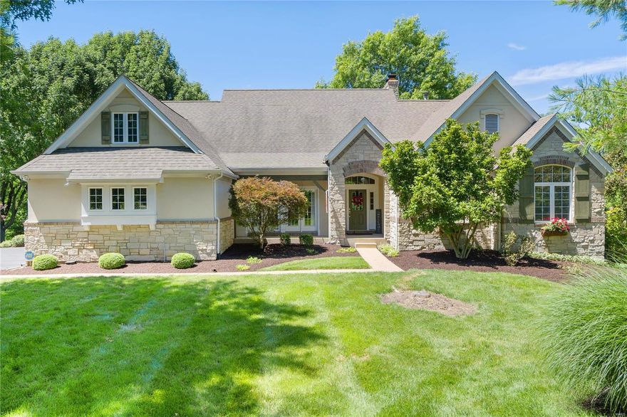 Discover this exquisite atrium ranch with panoramic views of a protected nature preserve, offering a scenic view of 9th hole on Tavern Creek Golf Course. This home features a spacious open floor plan with diverse ceiling treatments, millwork, & hardwood throughout. The kitchen is equipped with stainless steel appliances, granite countertops, center island, custom cabinets, & gas cooktop. Elegant arched openings connect the foyer to the great room, dining room, & study, all enhanced by crown molding.  The main floor boasts ceiling speaker surround sound, windows with transoms, 2 fireplaces, & study with wall of built in custom bookshelves. The fabulous over sized primary suite includes two walk-in closets & vaulted ceilings. Wet bar/game area in lower-level family rm with 3rd fireplace, 3 large bedrooms & 2 full bath & so much more. The home's exterior combines brick, stone, & stucco for an enchanting appeal. Former display home with a large screened-in deck. New fresh interior paint. Additional Rooms: Sun Room