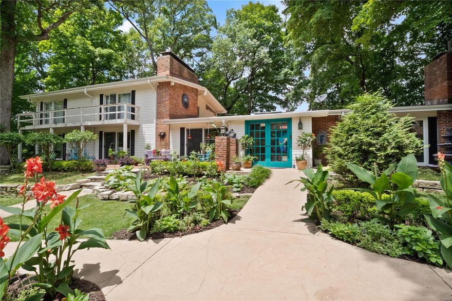 This is a once-in-a-lifetime opportunity to live a life you have only dreamed of! 5 glorious secluded acres located in the heart of Chesterfield overlooking the MO River Valley. Adorned with 100yr old trees and resting on a lot with views for miles, this very well just may be heaven on earth for the buyer with grand vision!  Designed by Ralph Fournier a Mid Century Modern, w/ open floor plan and picture windows galore. Main house offers 5BRs/3baths, vaulted ceilings, wood flooring, 4 fireplaces, sunroom, composite deck and large laundry room. Carriage house is perfect for overnight guests. 2 car carport & 2 car garage. Room for plenty of guest parking also. 20x40 heated pool w/ 1200 ft wrap deck. 16x16 two-story barn located on the back of property w/ separate drive. Property grandfathered in for horses.  Lakes & tennis court for your use. Minutes from Hwy 40. Tap into the potential to make this your own custom estate. Today is the perfect day to start living your dream! Additional Rooms: Sun Room