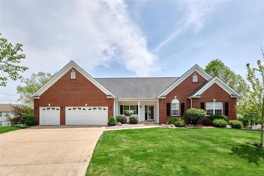 Welcome home to an amazing Atrium Ranch with fantastic amenities from front to back. Brick front, 3 car, quiet street, great lot! Enter to find a soaring vault, refinished hardwds, See-Through FP, & arched atrium windows. A recently refinished bannister & custom overhead dining rm light are additl focal points. The chef will love the vaulted kitchen, 42 inch cabs, granite, stainless, breakfast bar, walk-in pantry, & bay window breakfast space  stepping out onto a stylish low maintenance deck. Unwind in the Hearth RM or in front of the spacious Great Rm FP. The Master Suite is sweet including walk-in closet, vault, & bay. Two spacious guest bedrms & full bath complete the main. Wind down the staircase to an incredible lower level boasting Game Area, Media Space, cool Barrel Bar for all of your entertainment needs, plus bonus rm-currently a gym/office. Guests will love the bedrm & full bath. Walk out to stamped patio, gorgeous landscaped/fenced yard & relax under a private covered space.
