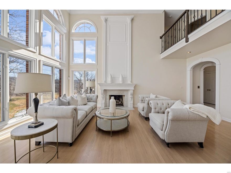 Sellers are being relocated. Offering an ideal blend of serenity, elegance and entertainment, this St. Albans Construction-built home, situated on a secluded 1.5-acre lot, is truly unforgettable. Step into foyer and admire the abundant natural light and panoramic views of a tranquil pond, fountain and the Lewis & Clark Golf Course. The gourmet kitchen is a culinary haven, showcasing Sub-Zero and Viking appliances, a generously sized island, and breakfast area. The primary suite boasts a newly refreshed bath and captivating views. Spacious bedrooms feature soaring ceilings, updated baths and extensive closet space throughout. The finished lower level is an entertainer's dream, complete with a marble-topped bar, sunroom, wine storage, fitness room & a large guest bedroom with a full bath. If you’re seeking a striking home w/picturesque views and the convenience of a short stroll to the Country Club for dinner or a quick round of golf, this property is the perfect choice! Additional Rooms: Sun Room