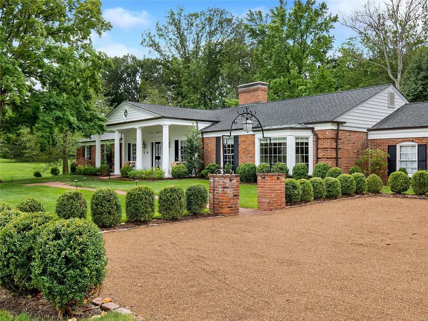Luxury one level living perfectly situated on a 1.8 acre lot on Trent Drive within a sand wedge of Number 10 green at Old Warson Country Club. This 3 bedroom 4.5 bath home with 3 car garage and pea gravel driveway has sweeping views of the back 9 from the formal living room and porch featuring a wood burning fireplace adorned with an Italian marble mantle and formal dining room with large bay window that floods the room with natural light. The heart of the home is a spacious great room with a 12 foot ceiling, built in book shelves, wood burning fireplace, wet bar and floor to ceiling windows. A French door leads out onto the beautiful covered and heated brick patio. Enjoy your summer nights relaxing with your family in this gracious outdoor living space. The lower level has been completely renovated and finished featuring a large recreation room, exercise room, full bathroom and office. Updates galore and fresh paint throughout! This location is luxury living at its finest!