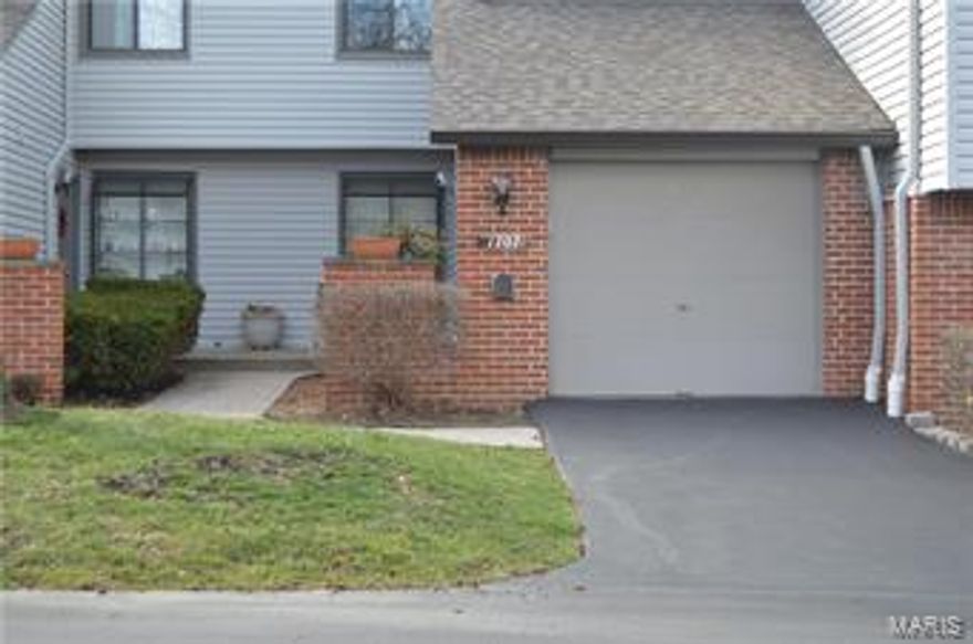 Westport Crossing Condo with private entry, one car garage, and fenced back patio yard space.  First floor offers 1/2 bathroom, eat-in kitchen with large counter space, stainless steel appliances, and granite counters.  Living room offers gas fireplace, is open to dining room and private porch out the sliding doors.  Skylight above stairwell letting in natural lighting. Open bonus room at top of stairs on second floor separating the front bedroom from the master bedroom in back.  Master bedroom has single vanity and standing shower. Lower level is unfinished with washer/dryer, plenty of room for storage or add area rug and use as an additional work space.  Sliding doors with walkout to fence patio/yard area with rear entry gate. This unit is near the clubhouse, outdoor pool, and tennis courts.  Additional parking in front of the unit and room for additional car in driveway. Tenant responsible for electric, gas and cable/internet if desired. Location: Ground Level