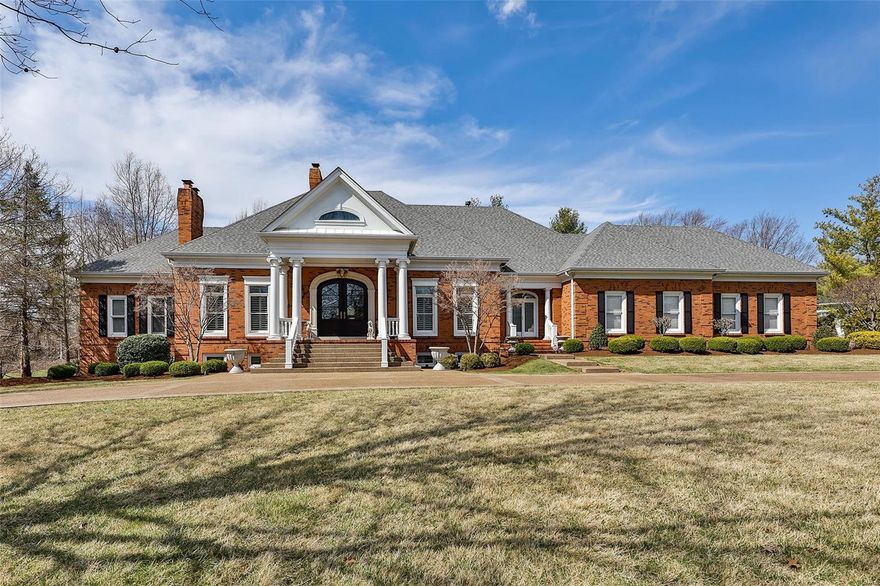 Extraordinary Johnson built residence on over an acre located on a private quiet cul de sac. Impressive grand entry w/custom made dark mahogany double doors & marble floors.Arched columns lead to gracious LR which boasts crown moulding, cove ceiling,arched built in bookcases, fireplace & French doors to brick veranda.Elegant DR offers a full wall wine cooler, plantation shutters, & wood floors.Office has floor to ceiling windows, fireplace & built-in bookcases. Exquisite main floor primary bedroom is a true retreat. Gourmet kitchen opens to light filled breakfast room & butler's pantry w/a wine refrigerator plus bar. Dramatic hearth room has vaulted ceilings, fireplace & built in arched bookcases. A sweeping staircase to entertainment area also includes FR, game room & media area, plus a bar. There are 3 guest quarters & an office. French doors to patio area.3 car oversized garage.Sophisticated décor is evident throughout & is perfect for all your entertaining needs!