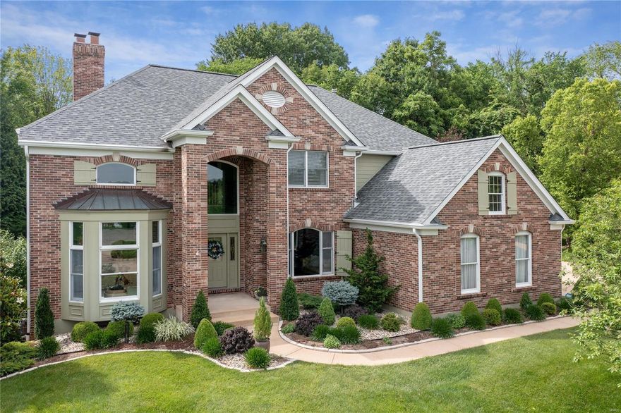 INCREDIBLE PRICE IMPROVEMENT. Fabulous updated home with BONUS Buildable Lot (.39 acres) in Kirkwood School District. Located on a Quiet cul-de-sac. Fall in love with this Stunning Setting; Lush landscaped yard, spectacular pool, outdoor kitchen, covered fireplace, & adjoining pool house with HVAC. Bright 2-story foyer welcomes you to a spacious floor plan; Living Rm boasts soaring ceilings & large fireplace, sophisticated paneled family rm with stunning millwork & built-ins, & convenient office. Kitchen feat. custom cabinetry, center island, & breakfast room with floor to ceiling windows overlooking the pool & waterfall. Large laundry room & 3-car Oversized Garage. Upper level offers Large Primary Suite with coffered ceilings, fireplace, 2 walk-in closets & large spa like bath with shower & whirlpool tub. 3 additional bedrooms/2 full bths (1 ensuite, & 1 Jack & Jill). This home is impeccably maintained & offers all the bells & whistles, move right in & enjoy the outdoor living!