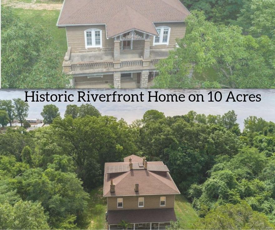 Rare and unusual find, panoramic Mississippi River view from 10 + bluff top acres-one of the largest tracts of this kind for hundreds of miles north or south of St. Louis. Walking distance to the future home of steam boat Delta Queen and next door to historic Kimmswick, Mo. Includes  the 150 year old +  Jefferson County home of Friedrich Adolph Wislizenus (1810-1889) German-born MD, explorer and botanist. Most all of the period charm including 10 foot tall pocket doors, staircases, millwork and turn of the century light fixtures has remained intact.  The 2 story solid masonry house is in surprisingly good condition but in need of modernization. Built by genuine craftsmen at a time when fine homes were intended to stand for centuries and it shows! Be sure to check out the virtual tour / drone photography. Shown only by appointment. Any measurements stated are estimates only and are not to be relied on as exact.