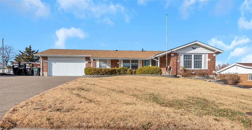 Fabulous opportunity in the Orchard Farm School District. Well maintained brick ranch in sought after Mamelle Hills Sub with some of the best built homes in St Charles County. Home features a formal living room with beautiful wood floors which are throughout most of the home and a spacious family room with fireplace. Kitchen is a chef's delight with a breakfast bar, pantry stainless appliances, custom cabinetry and good size breakfast room. Inviting sunroom off breakfast room with access to large fenced yard.  3 spacious bedrooms. Master offers a large closet. Huge Main floor mudroom/laundry. Lovely covered patio. Expansive Extended Aggregate driveway. Newer HVAC and Roof. All of this is just minutes from Hwy 370 and 270. Additional Rooms: Mud Room