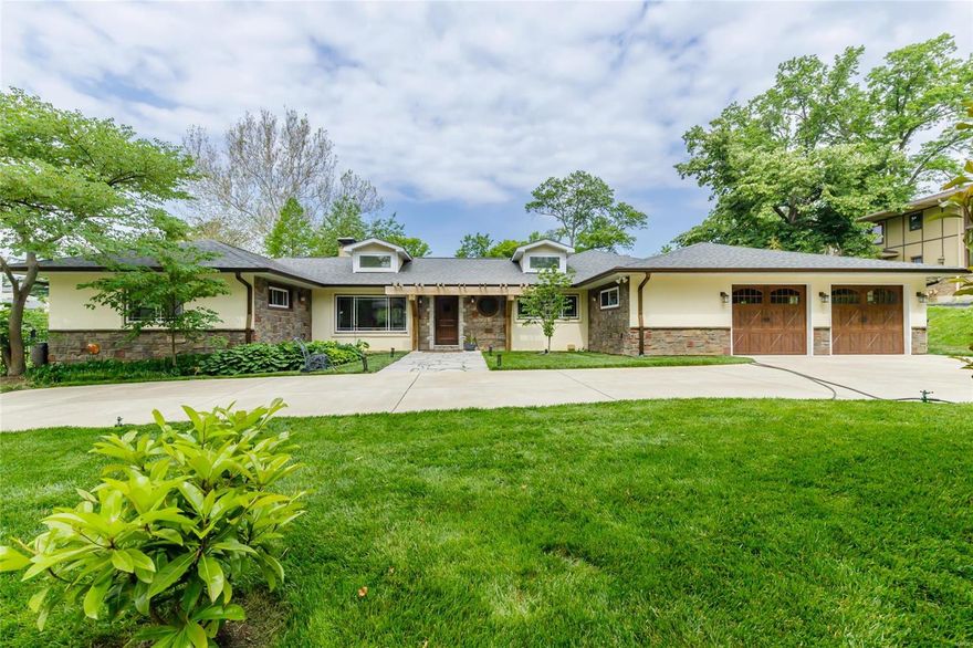 Renovated home in the prestigious Ladue School District.  The unique floorplan has a separated bedroom design with the MBR suite, sitting room/office, & casual sun room overlooking the large inground pool, patio, and picturesque screened patio.  The kitchen is a chef’s delight with upgraded GE Monogram appliances, Cambria counters, 2 DWs, prep sink, double oven,walk-in pantry.  The south wing was recently updated with built-in armoires, 2 full baths (one ensuite and one jack-&-jill), and a conveniently located MFL.  More fun features include the cathedral ceilings, 10 skylights, refurbished barnwood floors, 3 fireplaces, huge breakfast bar, & demand water heater.  The basement has french doors & a full bank of windows that bring light & life to the stunning rec/family room with a ½ bath.   Lastly, the tandem garage holds 4 cars, has extra storage and a mower service door, which is useful on this .92 acre lot.  Great location in the heart of Olivette on a private road. Additional Rooms: Sun Room