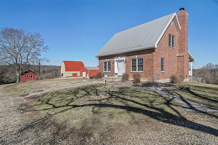 Beautiful Hermann Wine Country Farm! Gorgeous Rolling 80 acre Property with all-weather creek, tillable acreage, and grazing pasture. Great Garden spot, fruits trees & Abundance of Wildlife on property.  Beautiful custom modified cape cod home with all the modern amenities from the gorgeous Kitchen and appliances to Living room and dining area with Fireplace to Large covered patio off the Living area. Entry foyer with Half bath and Office/Bedroom and Main Level also offers large laundry. Upstairs 2 Bedrooms with on suite bathrooms. Lower Level is finished with sleeping rooms, full bath, family room with fireplace, and Walk out has another room that can be a shop or storm shelter has water and electric. Zoned HVAC Geothermal systems, 2X6 exterior walls ensure energy efficiency.  Nice views of the neighboring hills. Large old Barn. Newer outbuilding with electric, water, and full bath. Minutes from town and wineries. This is THE property you have been waiting for!