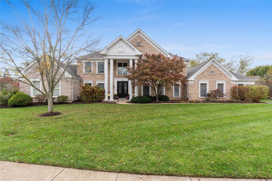 Stunning home located in the heart of Chesterfield. The grand foyer is flanked by the formal dining room & home office. In the living room, natural light comes through the bay window, anchored by a cozy gas fireplace adorned with stonework and built-in bookshelves. The main floor primary suite features coffered ceilings, a custom shower, and dual sinks. The chef’s kitchen is a true masterpiece, boasting granite countertops, a wall oven, a gas cooktop, & ample space for entertaining guests. Convenient access to the backyard seamlessly connects indoor/outdoor living. Upstairs, you’ll find 3 generously sized bedrooms, along with a versatile second primary suite, currently transformed into a workout/golf simulator space. The meticulously landscaped backyard showcases an inground pool & covered porch. The lower level is an entertainer's dream, complete with a temperature-controlled wine cellar and a beautiful bar! Don't miss the opportunity to visit this beautiful home today!