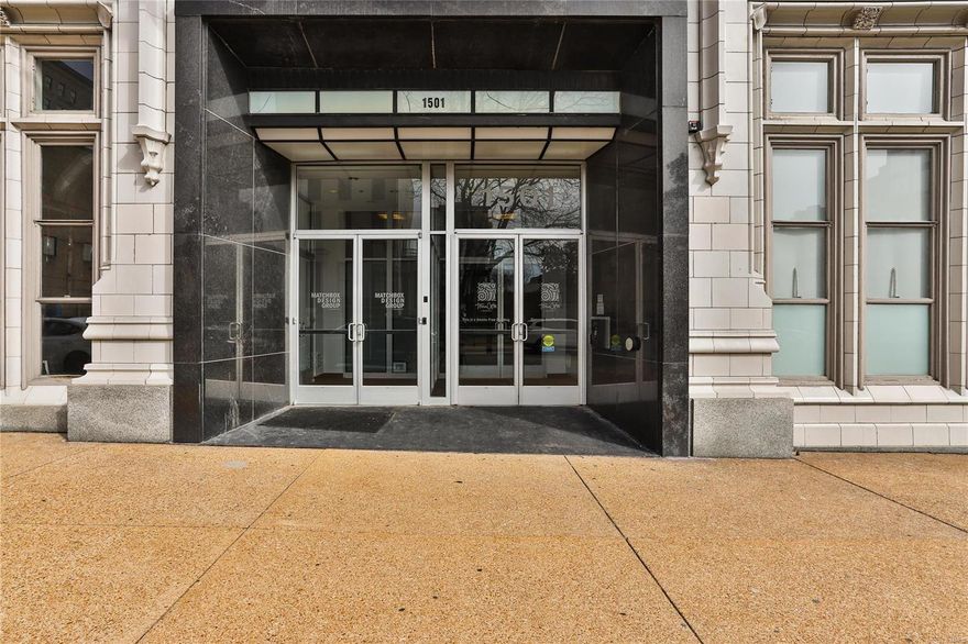 Enjoy sweeping views of downtown, The Stifel Theatre, Union Station, the famous Anheauser Busch brewery sign and midtown all from this 11th floor unit in the Terra Cotta Lofts! You will be within walking distance to countless downtown attractions including the Enterprise Center, Busch Stadium, the upcoming MLS stadium, Wash Ave, and a newly opened Fields Foods grocery store. Unit features large arched windows in the living area and master bedroom. Kitchen has maple cabinets, solid surface counter tops and GE Appliances. Master bath has a separate shower and large whirlpool tub. The second bedroom features a murphy bed and plenty of storage. Stackable washer and dryer are located off the living area. Storage unit and one garage parking spot are included. Building features secure entry, a club room open to host large get togethers, and a rooftop deck with BBQ facilities that has stunning views of downtown! Location: Upper Level